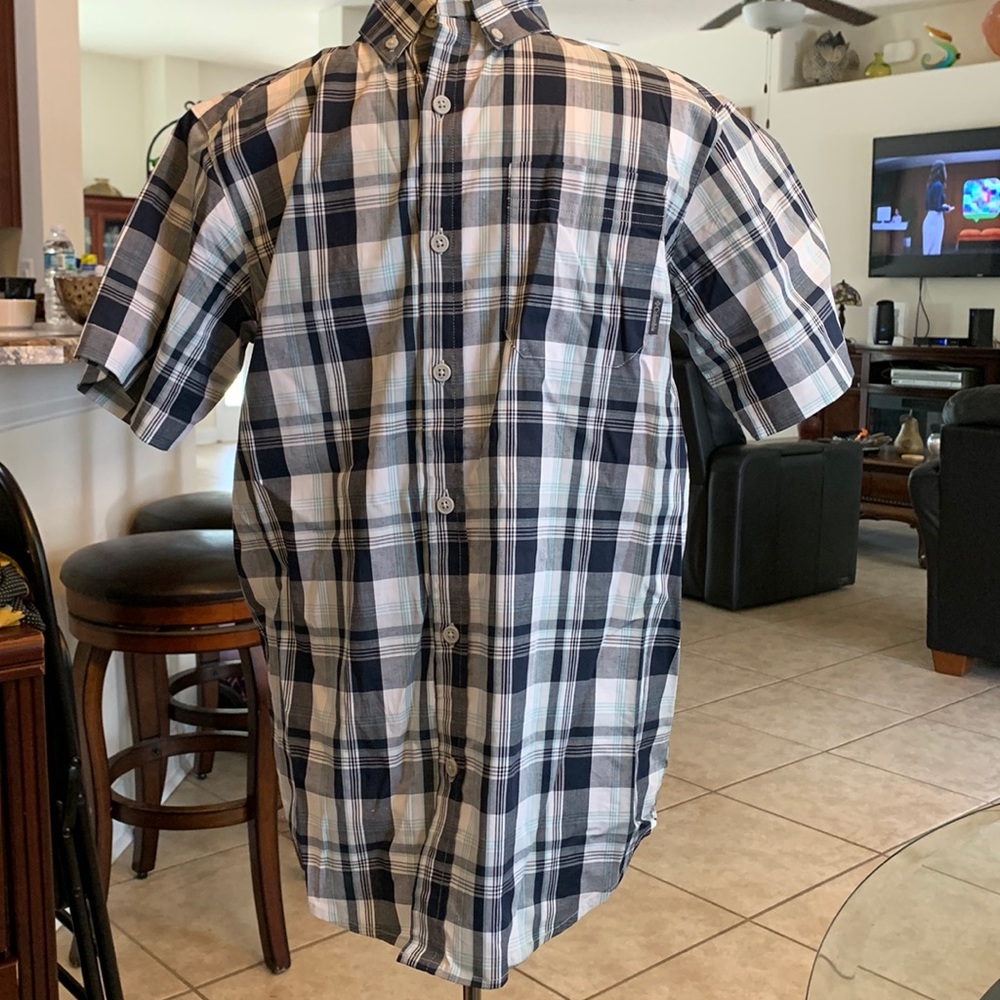 Columbia blue plaid shirt Mens size Small S like new